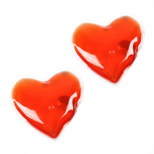 eBuyGB Pack of 2 Instant Heating Gel Hand Warmers, Red Heart