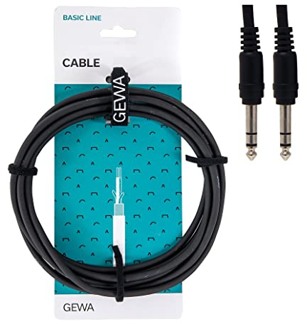 GEWA patch cable Basic Line 0.3m, black, 6.3 mm stereo jack - 6.3 mm stereo jack, 190330