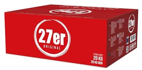27er Original Shisha Kohle 20kg Gastro Einheit 27mm Würfel Premium Kokosnusskohle perfekt für den Grill & Wasserpfeifen I Hohe hitze mit sehr Langer Brenndauer