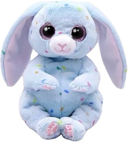 Ty Beanie Bellies Skippy der Osterhase hellblau mit rosa Glitzeraugen, kuschelige Plüschtiere mit weichem Bauch, Ostern, 20 cm, T41515