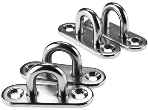 Micro Trader 4pcs 5mm Stainless Steel Oblong Pad Eye Plate Staple Ring Hook