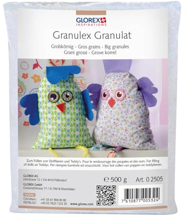 Glorex Grov vit Granulex, 500 g, fyllnadsmaterial för dockor, teddies och kuddar