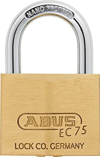 ABUS Messingschloss 75/50 – Gleichschließend, gehärteter Stahl | Massiver Messingkorpus, Nano Protect Bügel, bis zu 150.000 unterschiedliche Schlüssel, nicht korrosive Innenteile