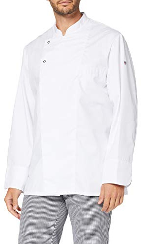 BP Gourmet 1547-400-21 Kochjacke - Langarm - 65% Polyester, 35% Baumwolle - Druckknöpfe aus Edelstahl - Normale Passform - Größe: M - Farbe: weiß