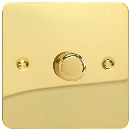 Varilight 1-Gang 2-Way V-Pro Push On/Off Rotary LED Dimmer 1 x 0-120W Polished Brass