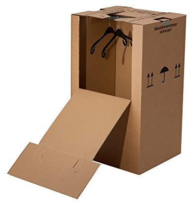 BB-Verpackungen 2 x Kleiderbox Mini 600 x 510 x 1000 mm (2-wellig, inklusive stabiler Metallkleiderstange) - Sets zwischen 1 und 4 Stück