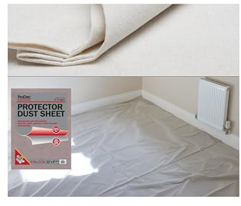 ProDec Advance 12ft x 9ft Dust Sheet Drop Cloth For Painting Decorating | Water Resistant Protector Cotton Covering Floors & Furniture, Absorbs Spills, No Soak Through, DIY & Professional, Reusable