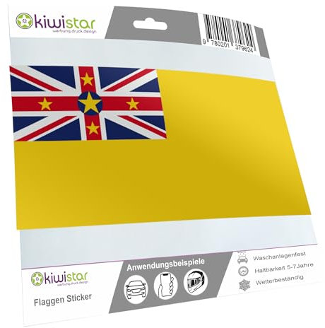 Kiwistar - Autoaufkleber Sticker Fahne Flagge Aufkleber 15cm Niue Flagge Länder Wappen Fahne Sticker Kennzeichen - Auto - Fahrrad - LKW