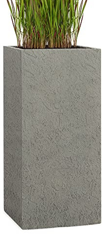 Pflanzwerk® Pot de Fleur Fibre de Verre Tower Jardinière Lava Gris 80x40x40cm XXL *Résistant au Gel* *Protection UV* *Qualité européenne*