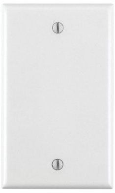 Leviton 1-Gang No Device Blank Wallplate, Standard Size, Thermoplastic Nylon, Box Mount, 80714-W, White