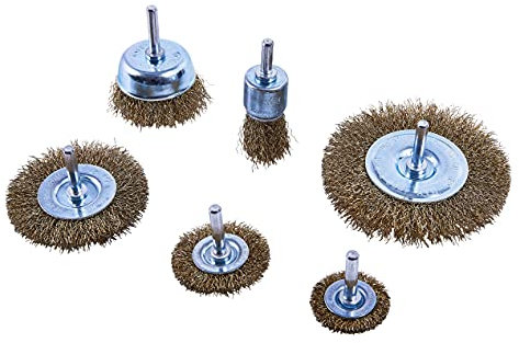 Amtech F3500 Wire Wheel Brush Set, Steel Wires for Drills, Metal brushes for Cleaning Rust and Removing Paint, 6 Pieces