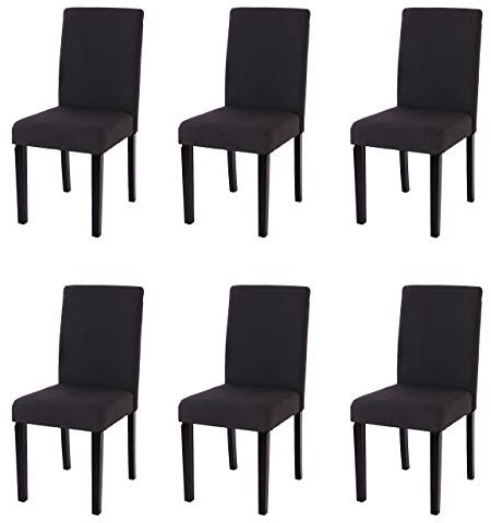 Mendler 6er-Set Esszimmerstuhl Stuhl Küchenstuhl Littau - Textil, schwarz, dunkle Beine