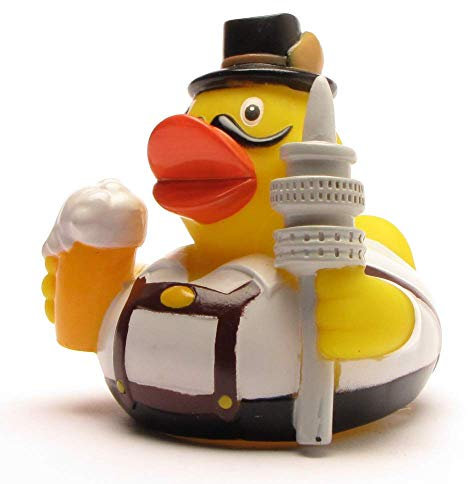 Duckshop I Badeente I Quietscheente I City Duck München I L: 7,5 cm I inkl. Badeenten-Schlüsselanhänger im Set I Geschenk München I Geschenk Oktoberfest