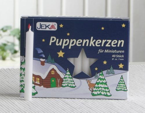 40er-Pack Puppenlichter/Geburtstagskerzen, 6,5 x0,7 cm dünn, Weiß