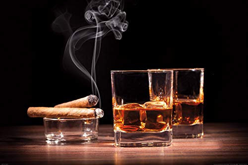 1art1 Alkoholische Getränke XXL Poster Whiskey Und Zigarren Plakat | Bild 120x80 cm