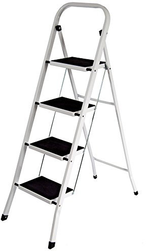 Home Vida B00QTJ9D4A.VC.UK Vida Designs-Escalera de 4 peldaños, Acero Resistente, Plegable, portátil con Alfombrilla Antideslizante, 4 escalones, 4 Step Ladder