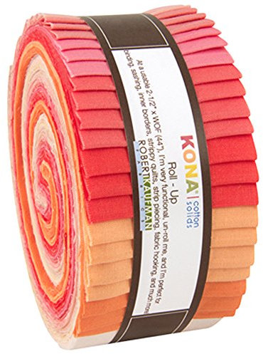 Robert Kaufman RU-434-40 Streifen Kona Baumwolle Rouge Blumenstrauß 6,4 cm, 40 Stück, sortiert, 2-1/2