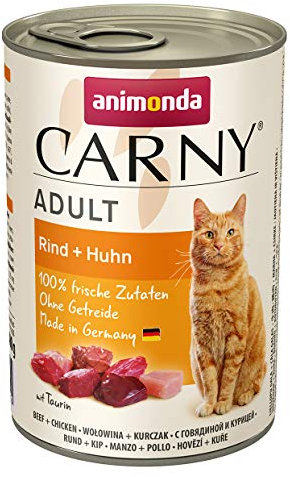 Carny Katzen Nassfutter Rind + Huhn (6 x 400g), Katzen Nassfutter von animonda ohne Getreide und Zucker, mit frischen fleischlichen Zutaten