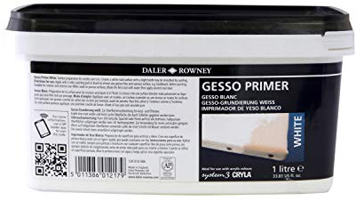 Daler-Rowney Acrylic Gesso, Plastic Pot, 33.81oz - 1L, White Gesso Primer