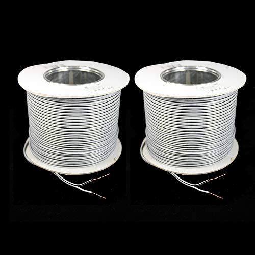 Skytronic 2-Core Figure 8 Flexible Speaker Cable 2x 100m Reels, Grey Audio Speaker Wire with Polarity Indicators for Home Cinema, Hi-Fi & Stereo Installations (200m Total)