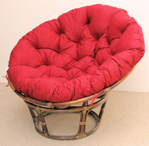 Rattan Papasan Sessel inkl. hochwertigen Polster, D 110 cm, Fb. Darkbrown
