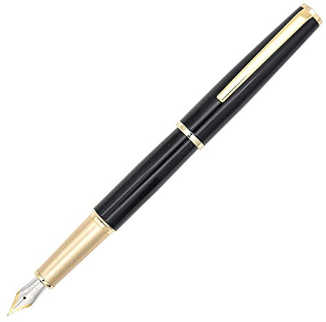 Famous fountain pen HERO 7022 Black and Blue Marbling with advanced medium nib iridium