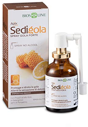 BIOS LINE Apix Sedigola Spray Gola Forte 30 ml, Propoli Spray con propoli, Astragalo, Erisimo e Acido Ialuronico, Ideale per gola irritata, faringiti e tonsilliti, Senza glutine e senza alcool