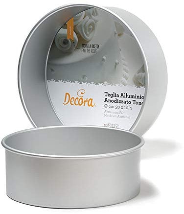 DECORA Teglia Professionale Tonda, Alluminio Anodizzato, Argento, 0062615 Professionelle runde Backform, eloxiertes Aluminium, silberfarben, 35 x 10 cm, Metall, Silber/Schwarz, Ø