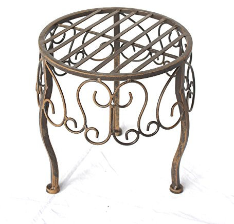 DanDiBo Blumenhocker Metall Braun Rund 30 cm Blumenständer 140129 M Beistelltisch Pflanzenständer Klein