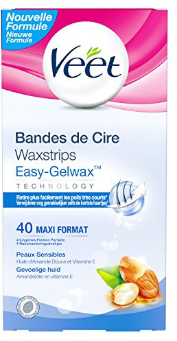 Veet 40 Bandes de Cire Froide pour Peaux Sensibles, 130g