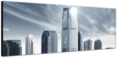 Augenblicke Wandbilder Keilrahmenbild Wandbild 150x50cm New York Skyline Wasser schwarz/weiß