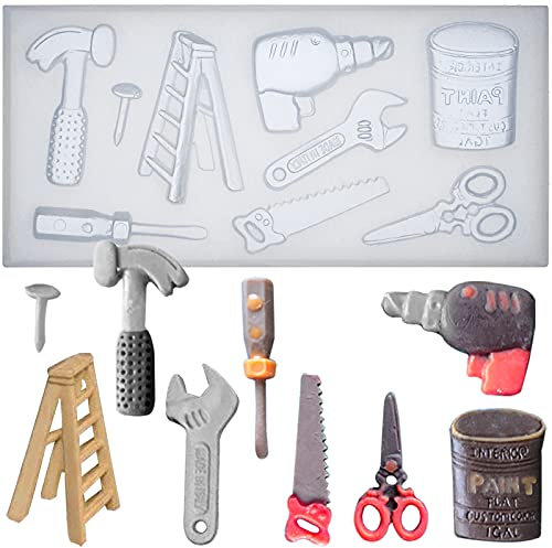Construction Tools Candy Silicone Moulds Set for Fondant, Cake Decoration, Cupcake Topper, Chocolate, Resin Epoxy, Crafting Projects 0.5-2.5 Inch