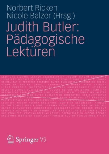 Judith Butler: Pädagogische Lektüren (German Edition) von Norbert Ricken (Herausgeber) (23. März 2012) Taschenbuch