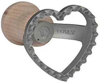 MAAJ® Frusta per ravioli in alluminio + faggio, motivo a forma di cuore, mini
