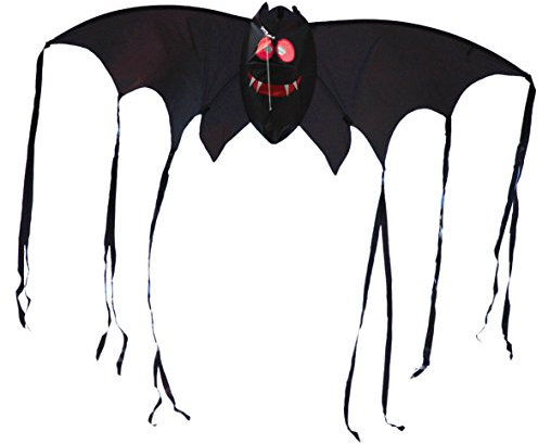 Brookite de Peterkin | Cerf-Volant Chauve-Souris Effrayant | Motif Chauve-Souris Noir Amusant - 46 cm x 150 cm - Spinnaker Nylon avec 1 poignée | Cerfs-Volants | Jouets d'extérieur | Sport et Loisirs