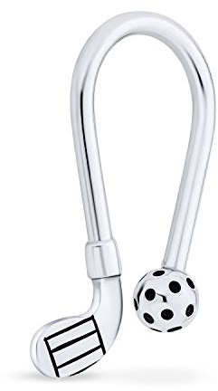 Bling Jewelry Herren Damen Golfer Sport Golfball Schläger U Schlüsselanhänger Golf Schlüsselanhänger Ball-Schraubspitze Oxidiertes Sterlingsilber