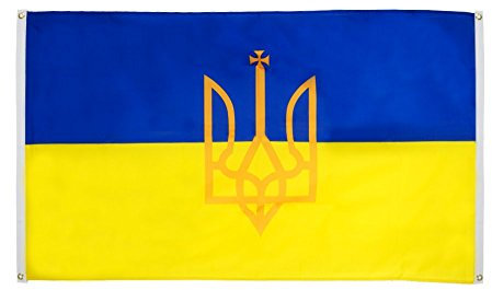 Flaggenfritze® Balkonflagge Ukraine mit Wappen