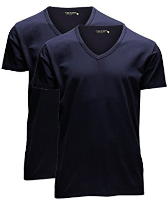 Jack & Jones Herren V-Neck T-Shirt Basic 12059219 2er Pack, Größe:S;Farbe:navy blue