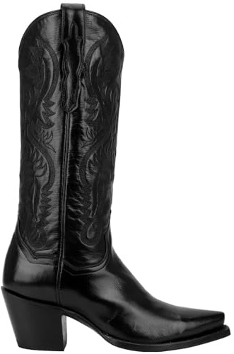 Dan Post Womens Maria Embroidered Snip Toe Casual Boots Knee High Mid Heel 2-3 - Black - Size 6.5 M_W
