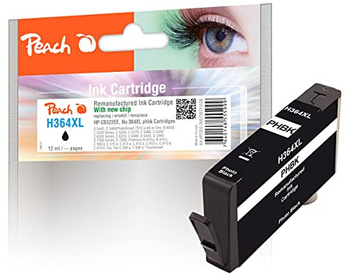 Peach H364/564/655 Druckerpatrone XL Foto schwarz ersetzt HP No. 364XL phbk, CB322EE für z.B. HP PhotoSmart Premium Fax C 309 a, HP PhotoSmart C 6380, HP PhotoSmart 7510 e-All-in-One