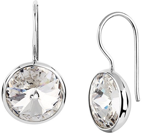 Nenalina Ohrringe Silber 925 Damen Ohrhänger mit Glas Kristall Rivoli 12mm Weiß