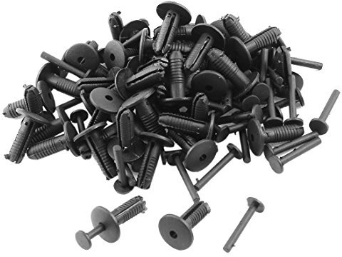 sourcing map 50 Stück Kunststoff Nieten Push In Befestigungsclips 6 mm Loch Auto Stoßstangen Clips Schwarz