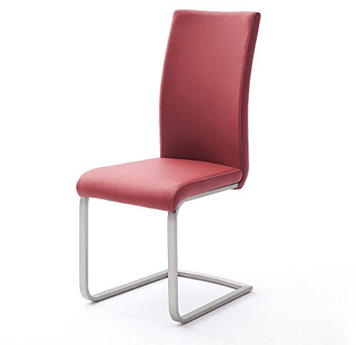 Freischwinger Paulo I (4er Set) MCA Bordeaux Edelstahl gebürstet Rot Kunstleder
