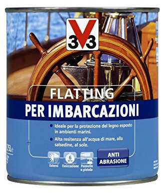 Flatting V33: Barniz con disolvente, para embarcaciones, alta resistencia a la abrasión, al agua de mar, al sol y a la salinidad; en envase de 2500 ml