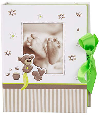 goldbuch 85 338 Schatzkästchen Honigbär, Schatzkiste im Bärchen Design, Baby Geschenkbox mit Schleife und Karte, Kunstdruck mit Bär, zur Geburt & Schwangerschaft, Geschenke Box ca. 14 x 11x 2,5 cm