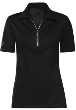 Trigema Damen Poloshirt Reißverschluss mit Swarovski® Kristallen