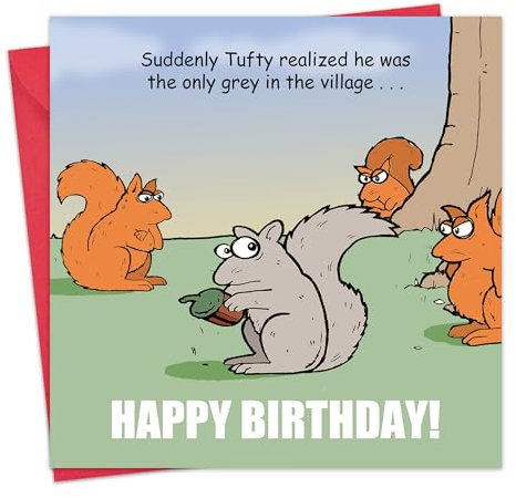 Twizler Geburtstags-Karte mit Eichhörnchen, lustig, mit Aufschrift „Happy Birthday“