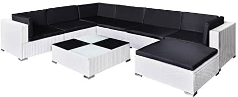 vidaXL Gartenmöbel 8-TLG. Poly Rattan Sitzgruppe Lounge Sitzgarnitur Sofa