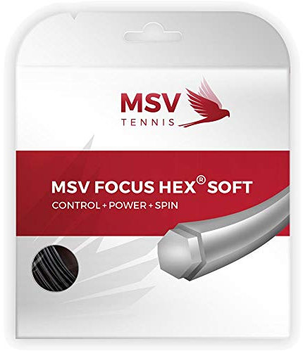 MSV Unisex – Erwachsene Focus-HEX Soft Saitenset 12m-Schwarz Tennis-Saite