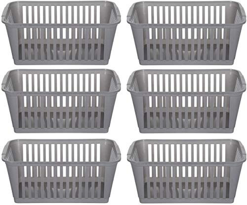 30cm Silver Plastic Handy Basket Storage Basket - Set Of 6
